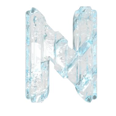 Kalın dikey kayışlı üç boyutlu buz sembolü. n harfi