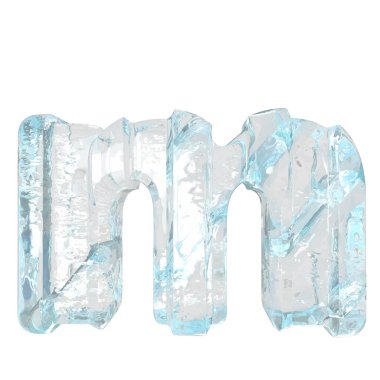 Kalın dikey kayışlı üç boyutlu buz sembolü. M harfi