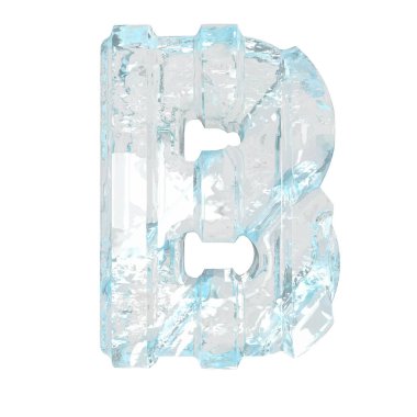 Kalın dikey kayışlı üç boyutlu buz sembolü. b harfi