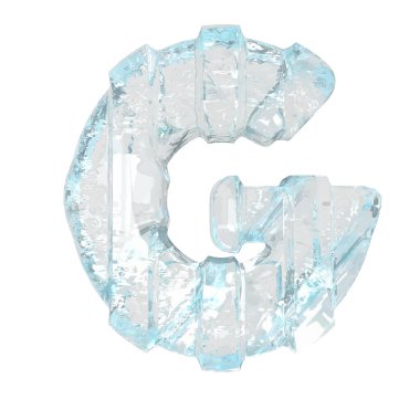 Kalın dikey kayışlı üç boyutlu buz sembolü. G harfi