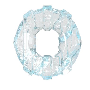 Kalın dikey kayışlı üç boyutlu buz sembolü. O harfi