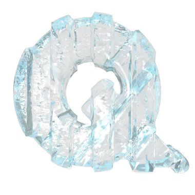 Kalın dikey kayışlı üç boyutlu buz sembolü. Q harfi