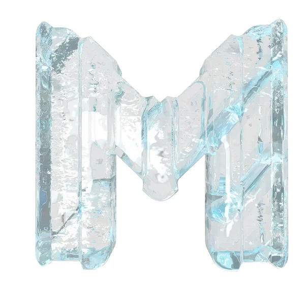 冰3D符号与浓密的垂直带子 字母M — 图库矢量图片