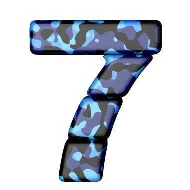 Mavi kamuflajlı 3D sembol. 7 numara.