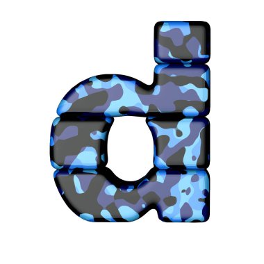Mavi kamuflajlı 3D sembol. D harfi