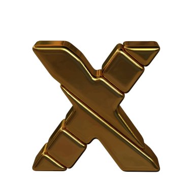 Külçelerden yapılmış altın bir sembol. X harfi