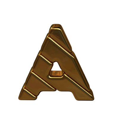 Külçelerden yapılmış altın bir sembol. harf a