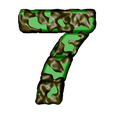 Yeşil kamuflajlı 3D sembol. 7 numara.