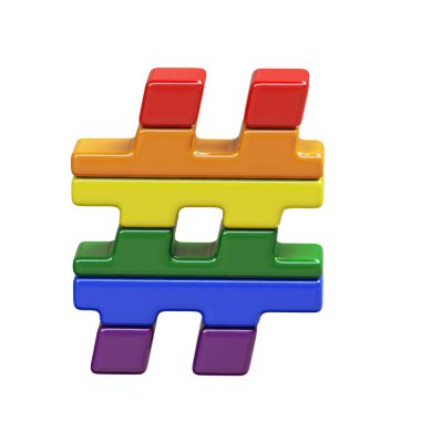 LGBT bayrak renklerinden yapılmış 3d simgesi