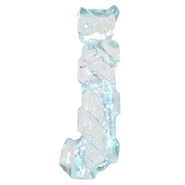 Çapraz kalın kayışlı üç boyutlu buz sembolü. J harfi