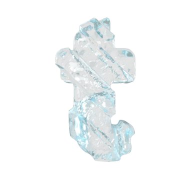 Çapraz kalın kayışlı üç boyutlu buz sembolü. t harfi