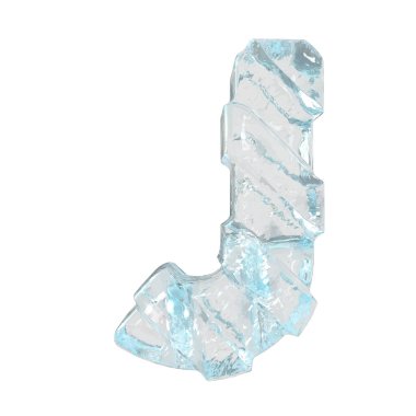 Çapraz kalın kayışlı üç boyutlu buz sembolü. J harfi