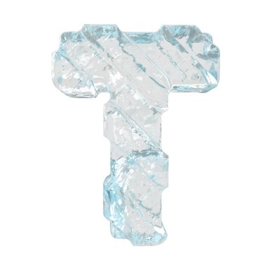 Çapraz kalın kayışlı üç boyutlu buz sembolü. t harfi