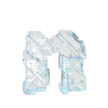 Çapraz kalın kayışlı üç boyutlu buz sembolü. n harfi