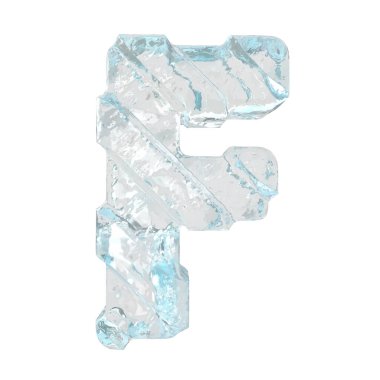 Çapraz kalın kayışlı üç boyutlu buz sembolü. F harfi