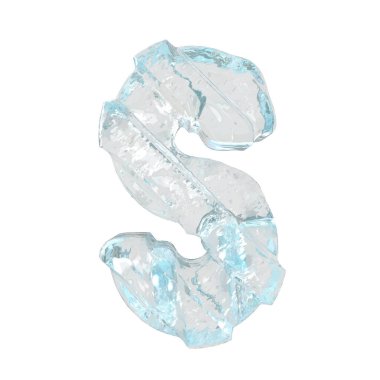 Çapraz kalın kayışlı üç boyutlu buz sembolü. s harfi