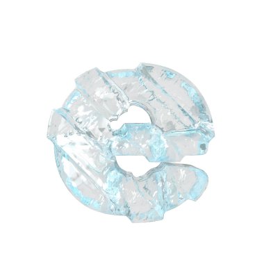 Çapraz kalın kayışlı üç boyutlu buz sembolü. E harfi