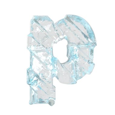 Çapraz kalın kayışlı üç boyutlu buz sembolü. p harfi