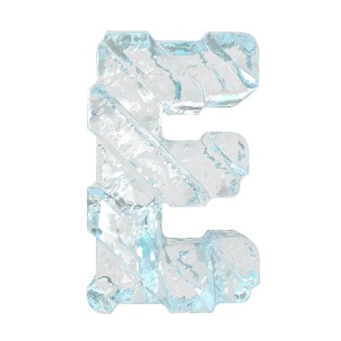 Çapraz kalın kayışlı üç boyutlu buz sembolü. E harfi