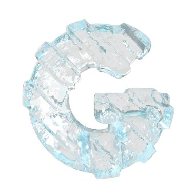 Çapraz kalın kayışlı üç boyutlu buz sembolü. G harfi