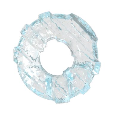 Çapraz kalın kayışlı üç boyutlu buz sembolü. O harfi