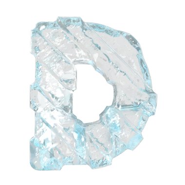 Çapraz kalın kayışlı üç boyutlu buz sembolü. D harfi