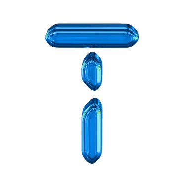 Dijital metin olarak yapılmış mavi 3D sembol. t harfi