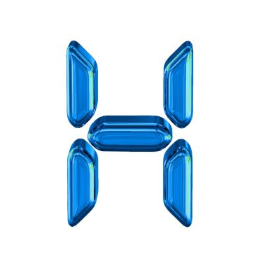 Dijital metin olarak yapılmış mavi 3D sembol. h harfi