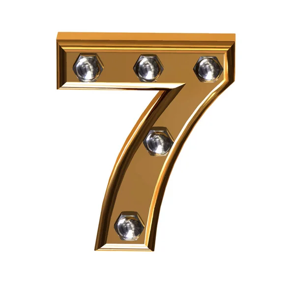 Złoty Symbol Metalowymi Śrubami Numer — Wektor stockowy