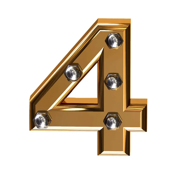 Goud Symbool Met Metalen Bouten Nummer — Stockvector