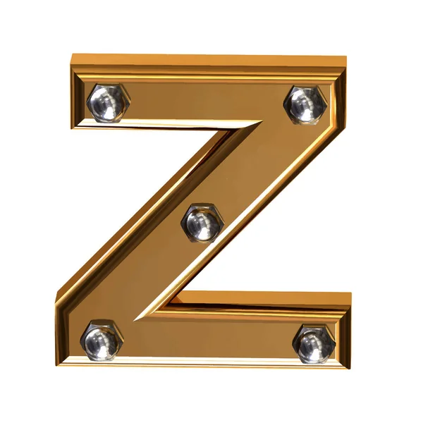 金属ボルトとゴールド3Dシンボル 手紙Z — ストックベクタ