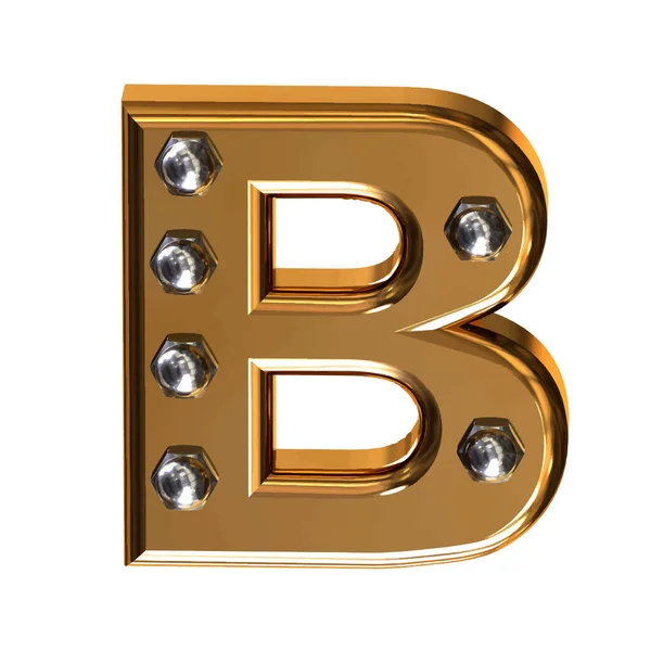 Simbolo Oro Con Bulloni Metallo Lettera — Vettoriale Stock