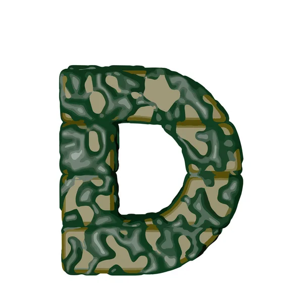 緑のカモフラージュで作られた3Dシンボル 手紙D — ストックベクタ