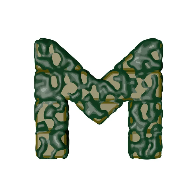 3D标志由绿色伪装制成 字母M — 图库矢量图片