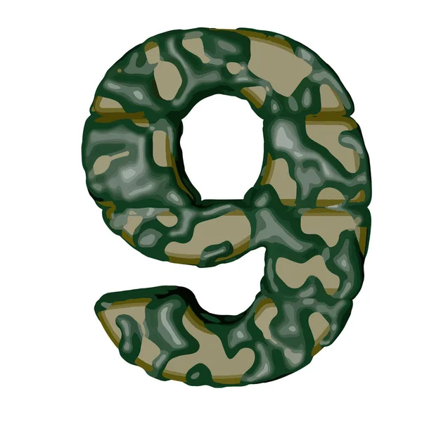 Symbol Made Green Camouflage Number — Stock Vector