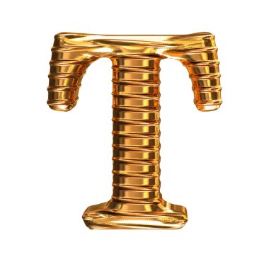 Flüt 3D altın yatay harf t