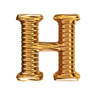 Flüt 3D altın yatay harf h