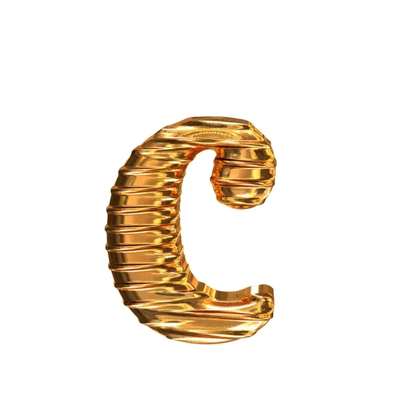 フルート3D金水平文字C — ストックベクタ