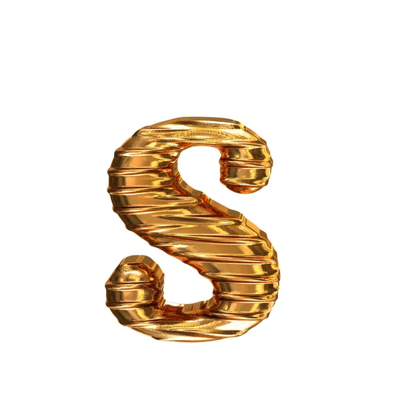 倒着的3D金水平字母S — 图库矢量图片