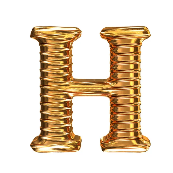 フルート3D金水平文字H — ストックベクタ