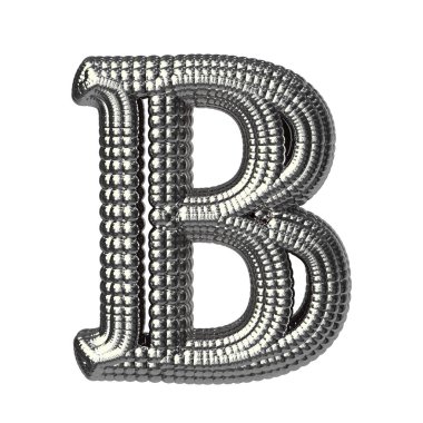 Gümüş kürelerden yapılmış 3D sembol. b harfi