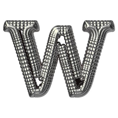 Gümüş kürelerden yapılmış 3D sembol. w harfi