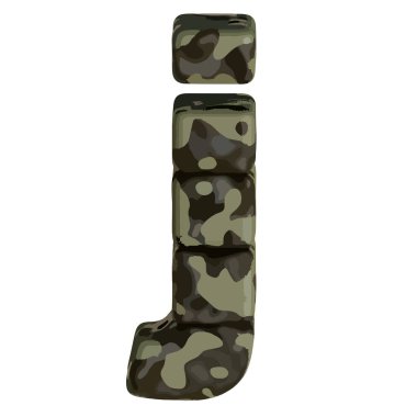 Kahverengi kamuflajlı Sembol 3D. J harfi