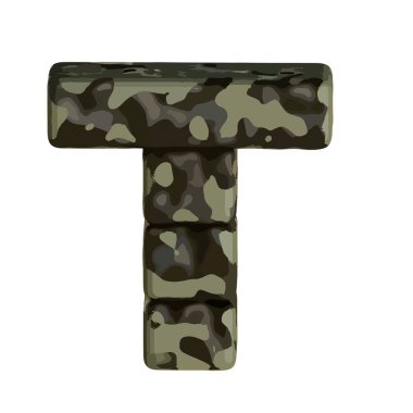 Kahverengi kamuflajlı Sembol 3D. t harfi