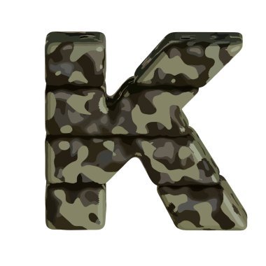 Kahverengi kamuflajlı Sembol 3D. K harfi