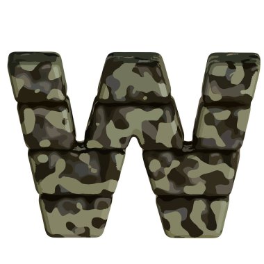 Kahverengi kamuflajlı Sembol 3D. w harfi