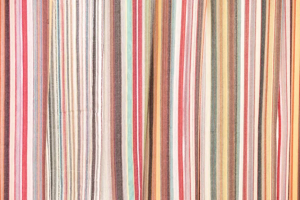 Pruhované Lněné Záclony Pozadí Detailní Detail Vícebarevné Textilie Vzorky Textury — Stock fotografie