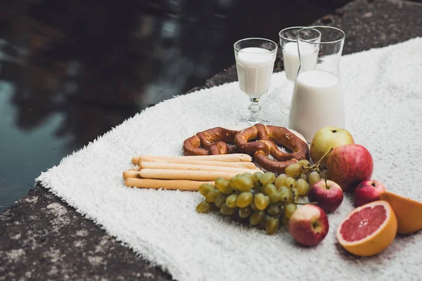 Makanan Ramah Lingkungan Yang Sehat Makanan Organik Produk Susu Gelas — Stok Foto
