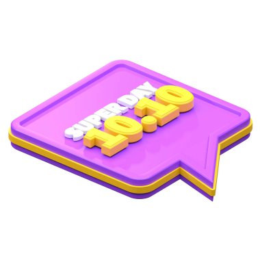 3D süper gün 10.10 indirimi izole edildi. E-ticaret ve online alışveriş illüstrasyonu için kullanışlı