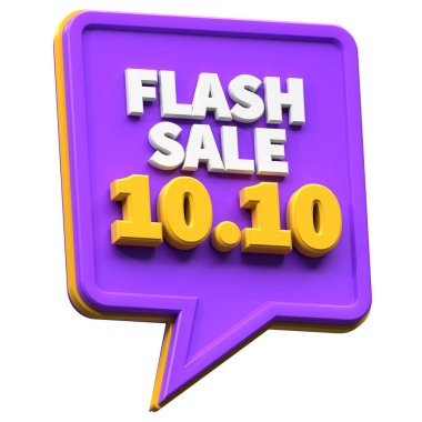 3D flash satış 10.10 indirimi izole edildi. E-ticaret ve online alışveriş illüstrasyonu için kullanışlı